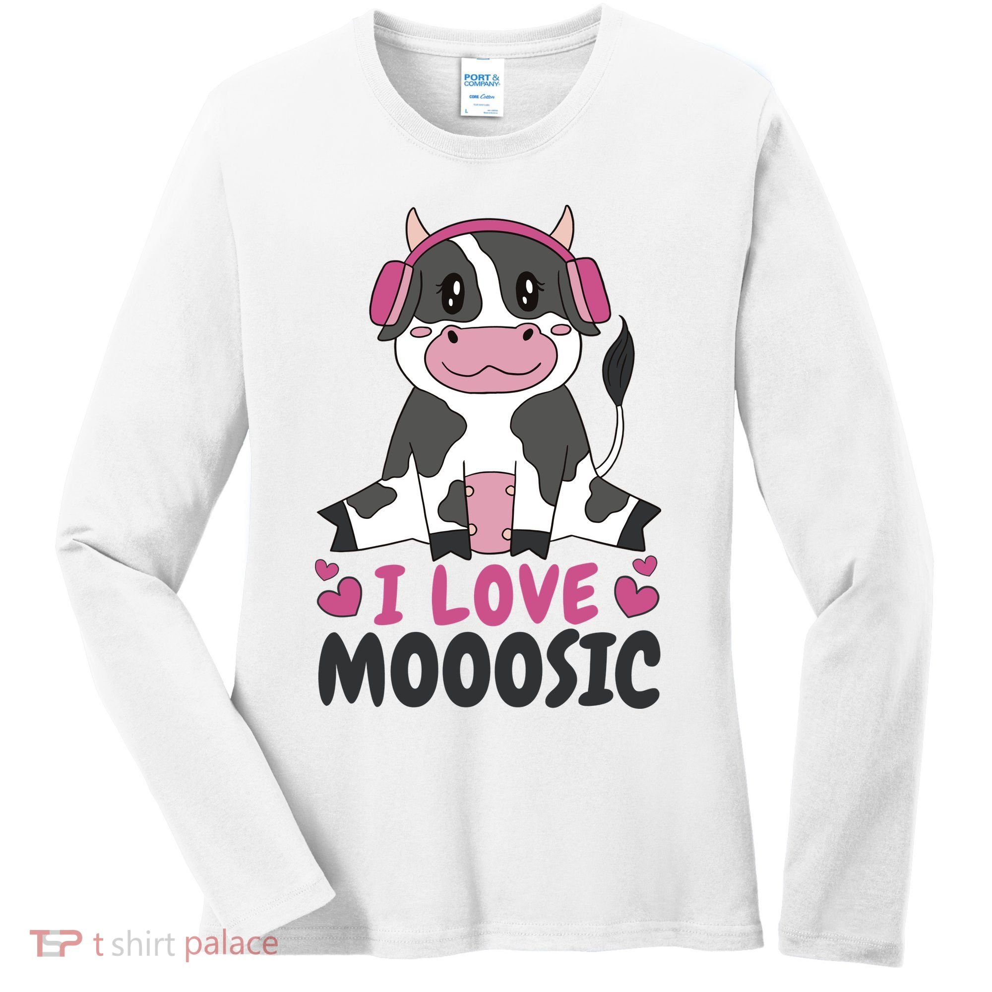 I Love Music Cow Women's Long Sleeve Shirt