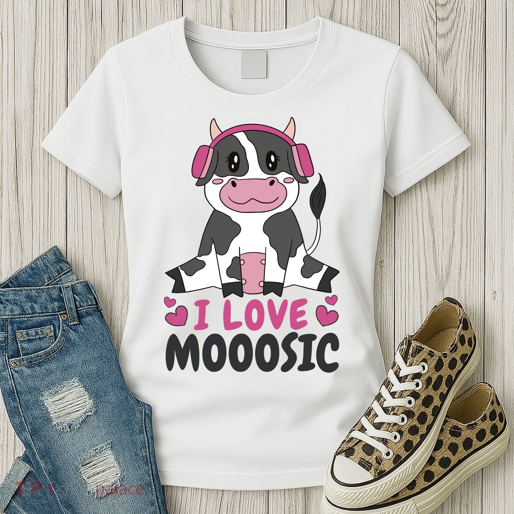 I Love Music Cow Women's T-Shirt