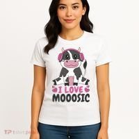 I Love Music Cow Women's T-Shirt thumb 4