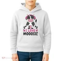 I Love Music Cow Kids Hoodie thumb 4