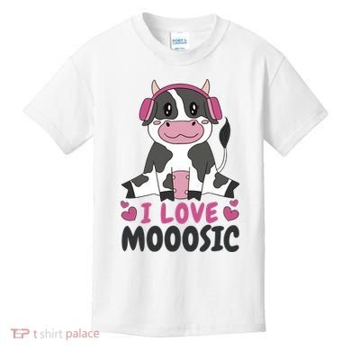 I Love Music Cow Kids T-Shirt