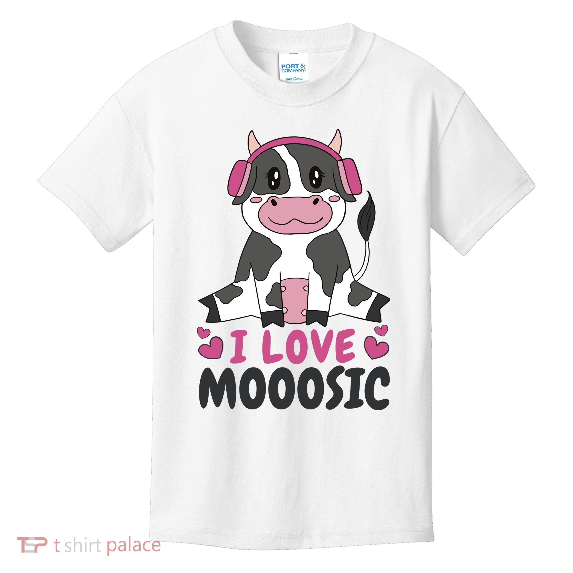 I Love Music Cow Kids T-Shirt