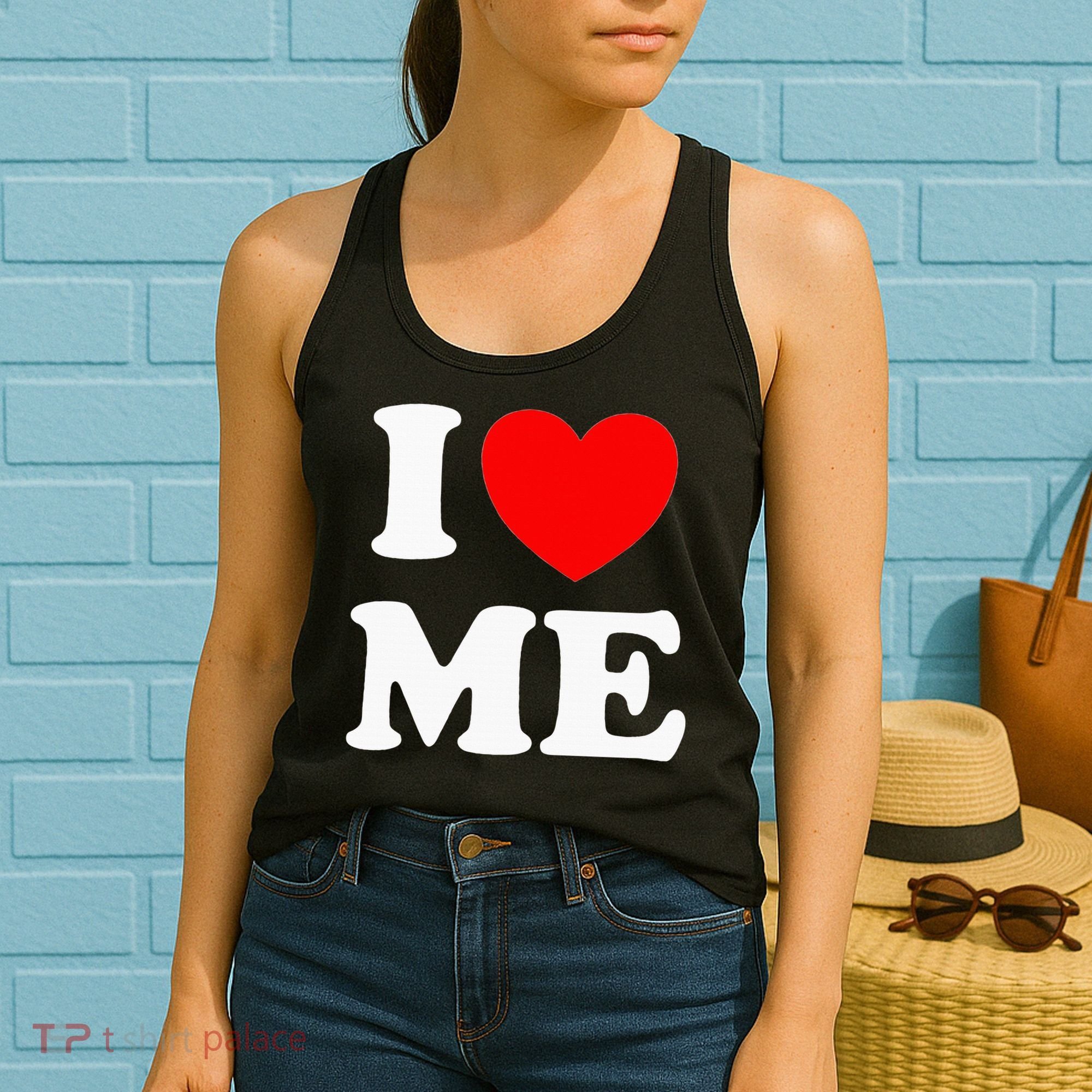 I Love Me I Red Heart Me I Love Me Myself And I Funny Women's Tank Top