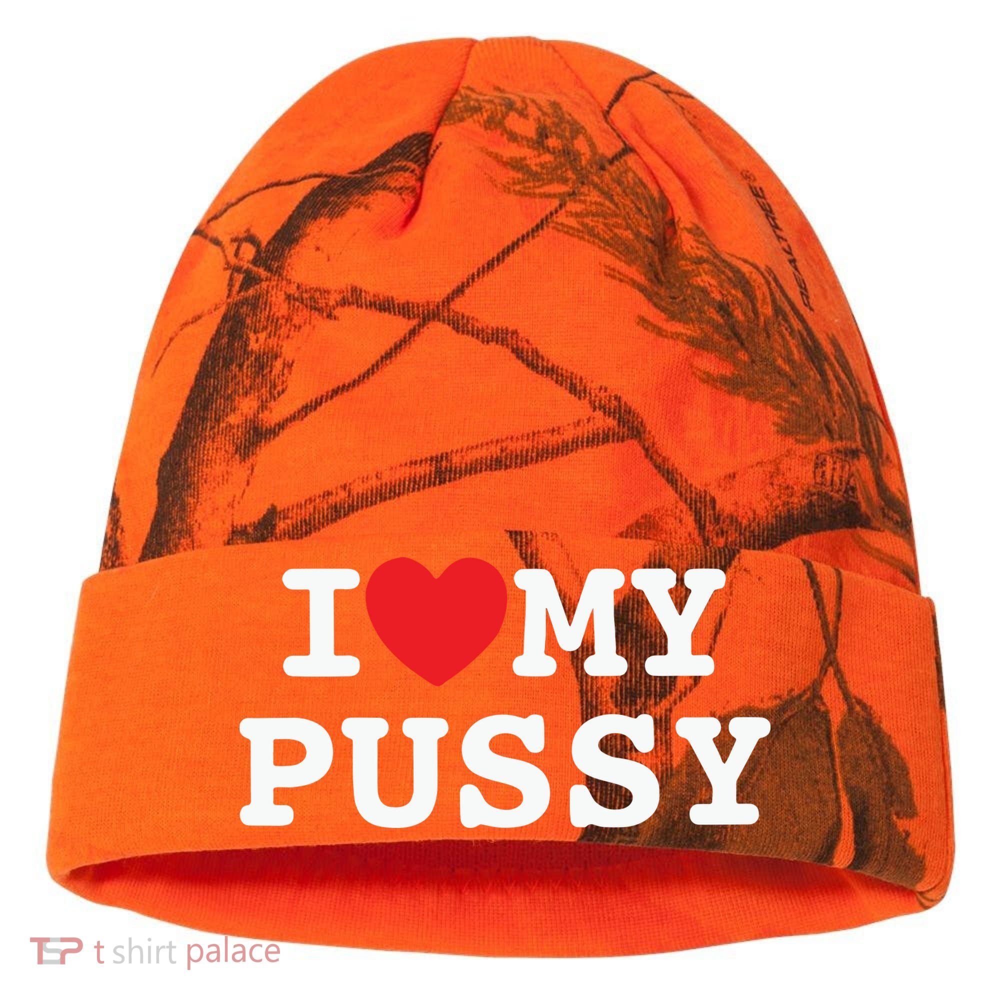 I Love My Pussy Kati Licensed 12" Camo Cuffed Beanie