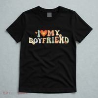 I Love My Boyfriend Groovy Retro I Red Heart My Boyfriend Bf T-Shirt thumb 5