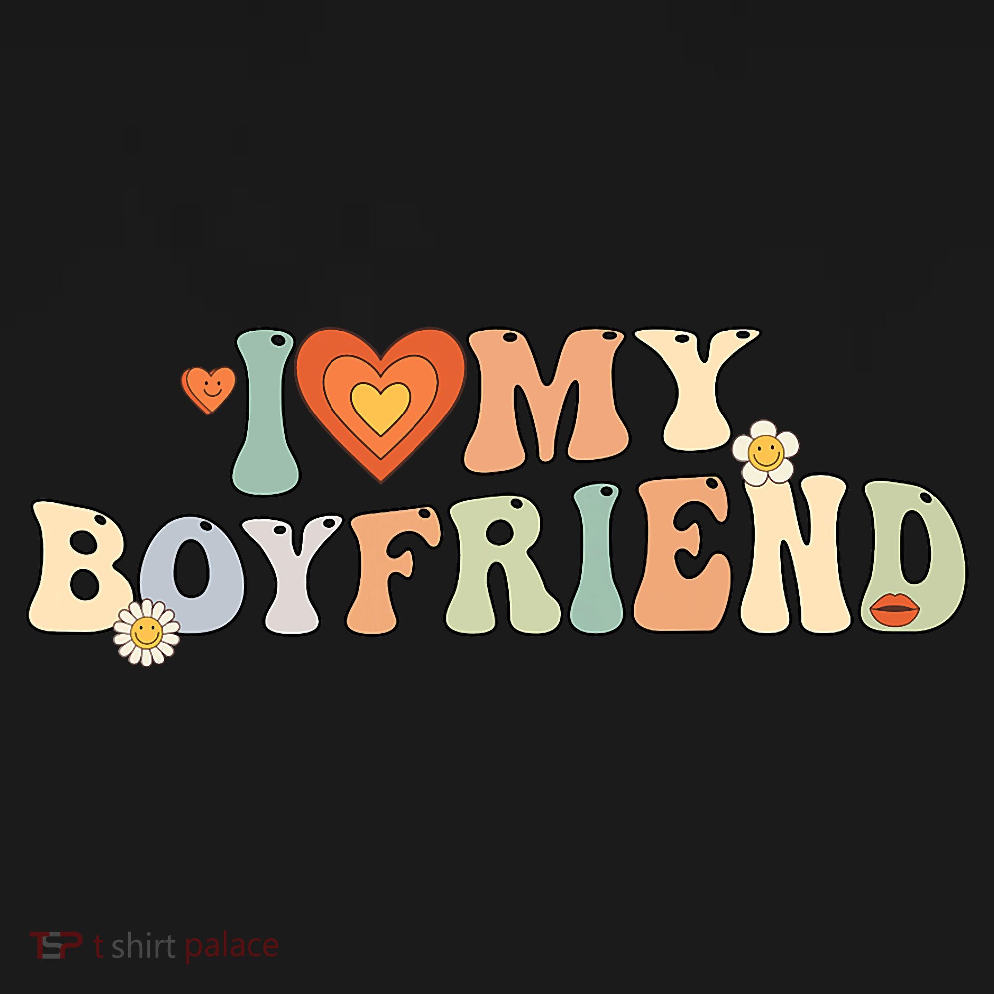 I Love My Boyfriend Groovy Retro I Red Heart My Boyfriend Bf Women's Tank Top