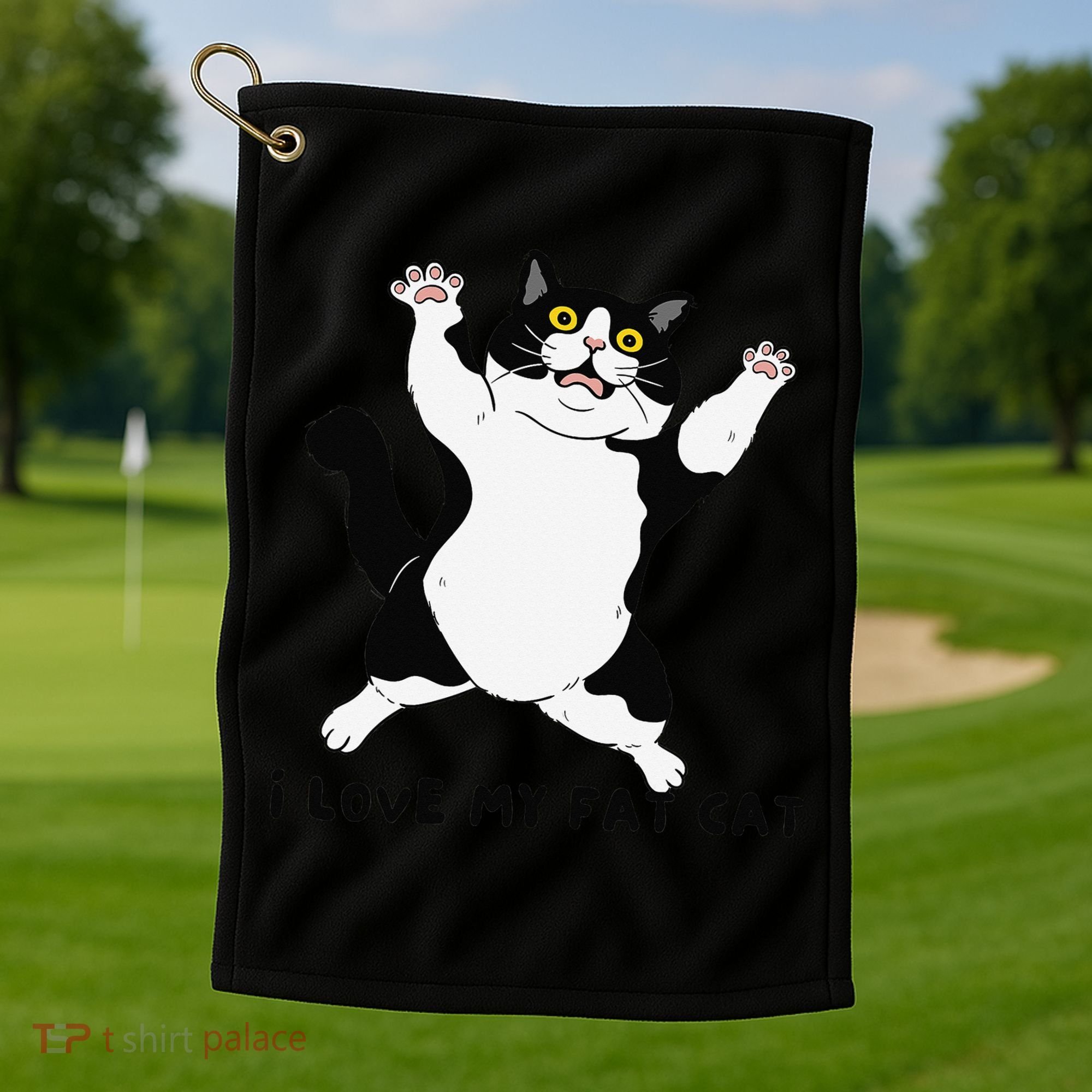 I Love My Fat Cat Funny Cat Lover Golf Towel