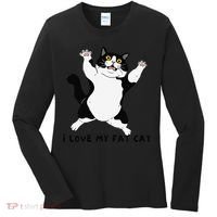 I Love My Fat Cat Funny Cat Lover Women's Long Sleeve Shirt thumb 0