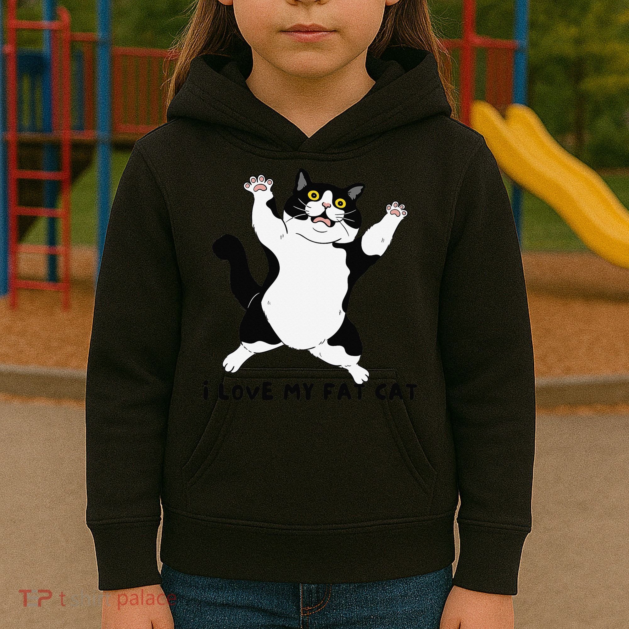 I Love My Fat Cat Funny Cat Lover Kids Hoodie