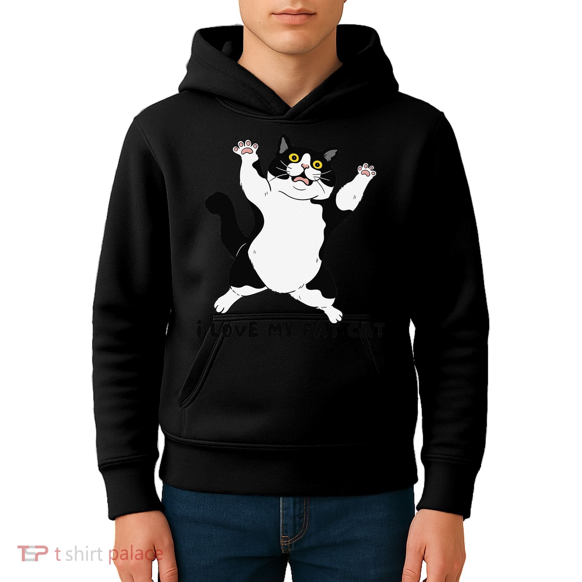 I Love My Fat Cat Funny Cat Lover Kids Hoodie