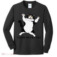 I Love My Fat Cat Funny Cat Lover Kids Long Sleeve Shirt thumb 0