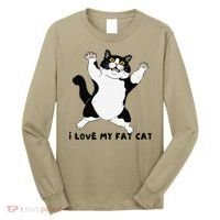 I Love My Fat Cat Funny Cat Lover Long Sleeve Shirt thumb 0