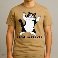 I Love My Fat Cat Funny Cat Lover T-Shirt thumb 3