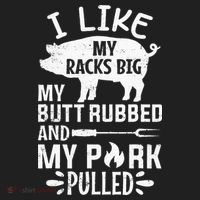 I Like My Racks Big My Butt Rubbed and Pork Pulled BBQ Chef Hat thumb 2