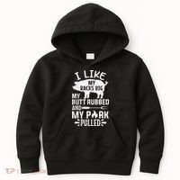 I Like My Racks Big My Butt Rubbed and Pork Pulled BBQ Chef Kids Hoodie thumb 0