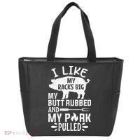 I Like My Racks Big My Butt Rubbed and Pork Pulled BBQ Chef Tote Bag thumb 0