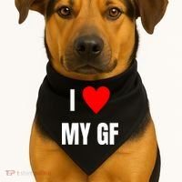 I Love My GF Girlfriend Heart USA-Made Doggie Bandana thumb 1