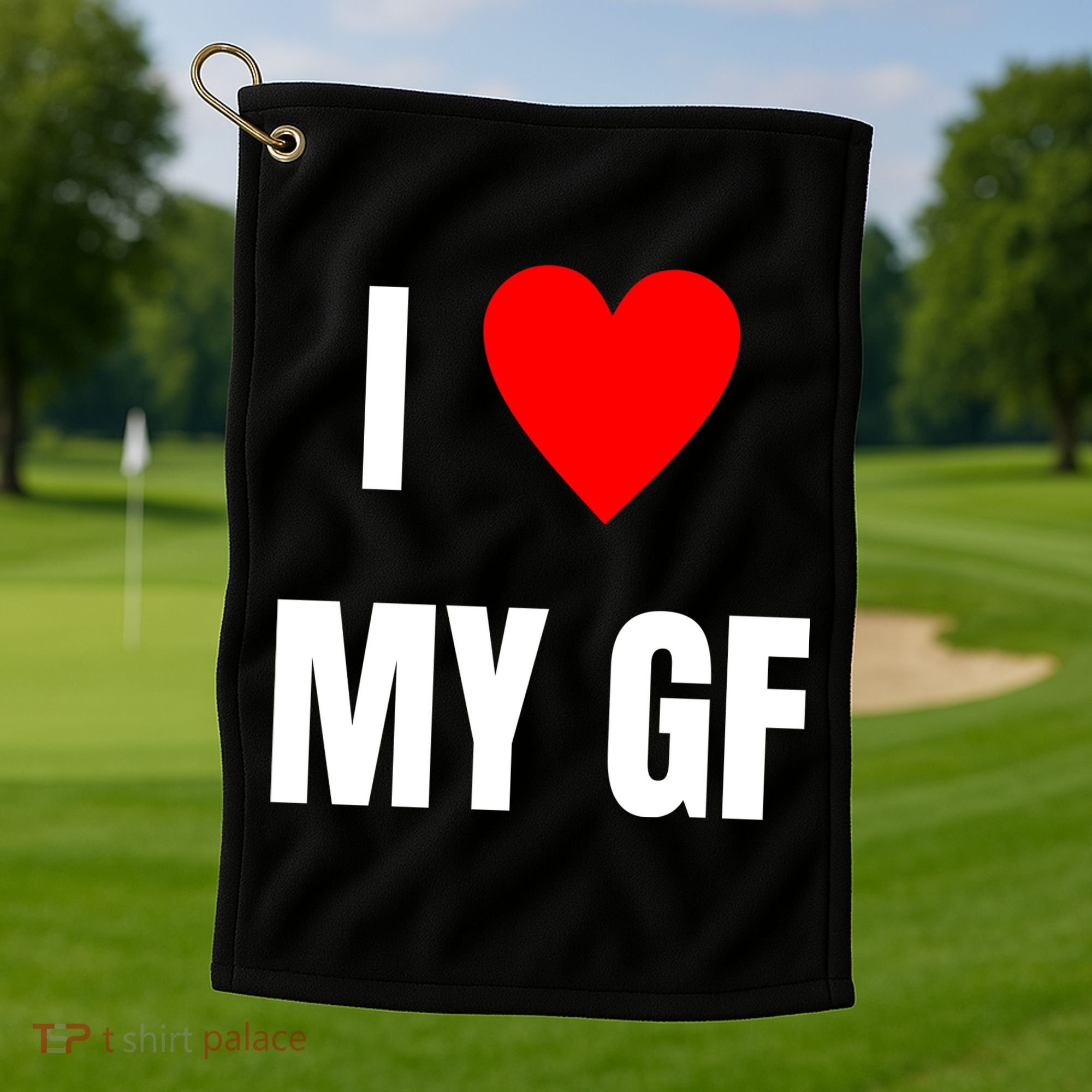 I Love My GF Girlfriend Heart Golf Towel