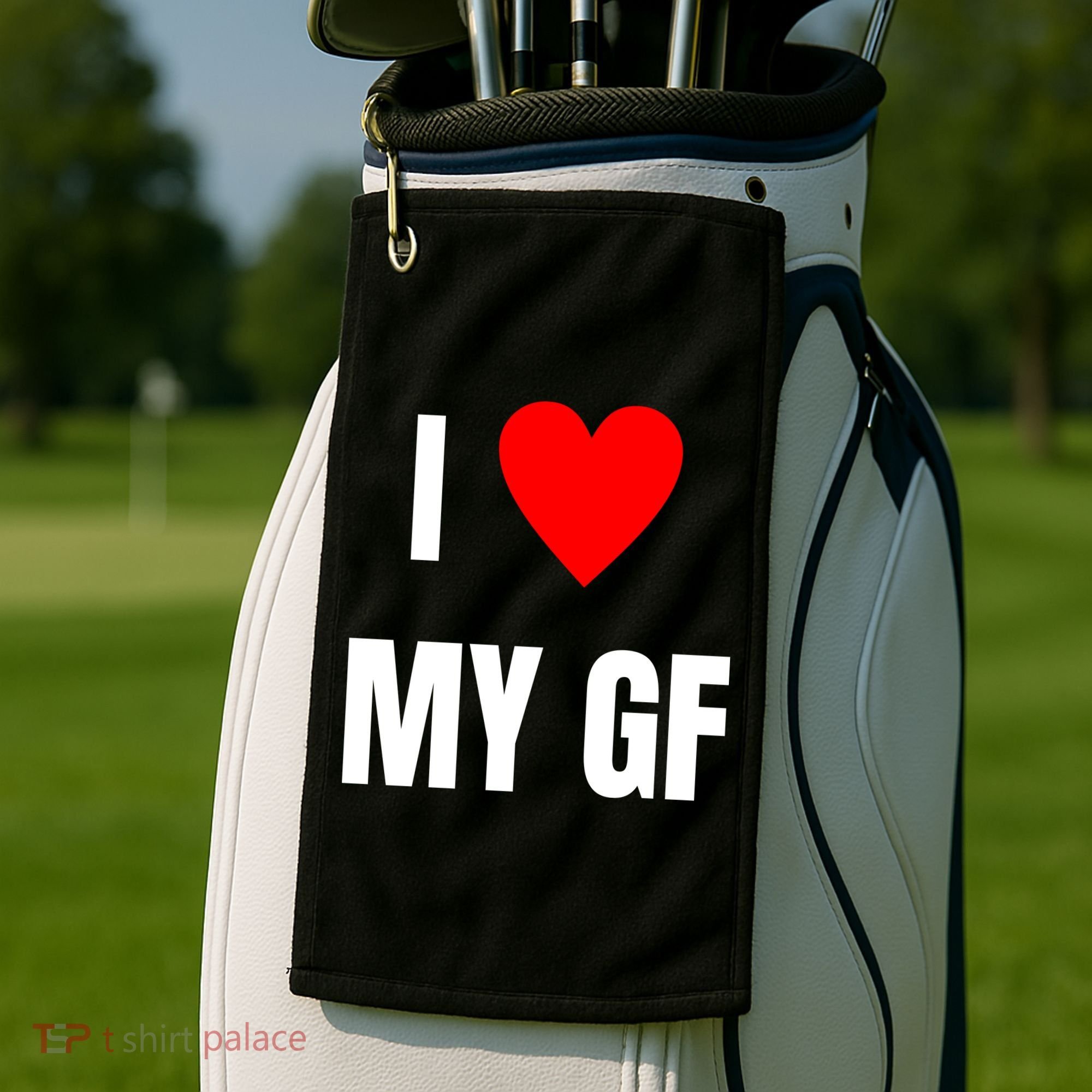 I Love My GF Girlfriend Heart Golf Towel