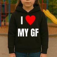 I Love My GF Girlfriend Heart Kids Hoodie thumb 3