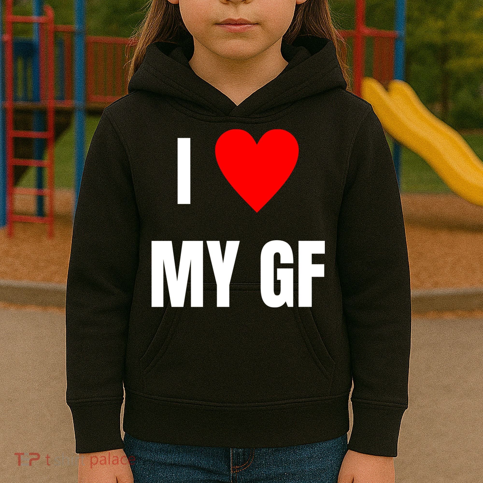 I Love My GF Girlfriend Heart Kids Hoodie