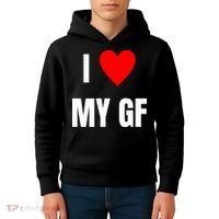 I Love My GF Girlfriend Heart Kids Hoodie thumb 4