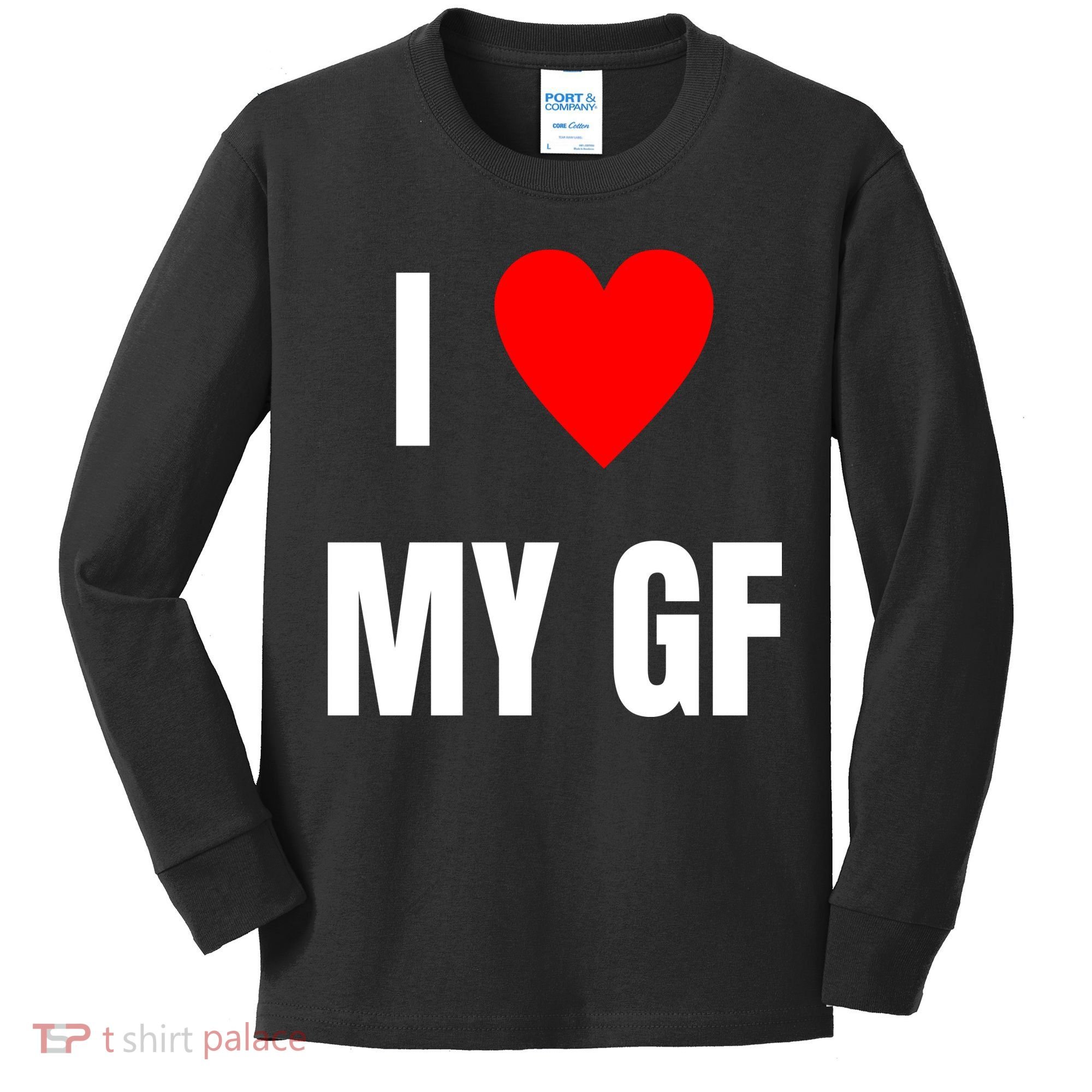 I Love My GF Girlfriend Heart Kids Long Sleeve Shirt