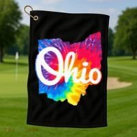 I Love My Ohio Home Script Ohio Golf Towel thumb 1