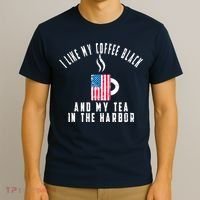 I Like My Coffee Black And My Tea In The Harbor US Flag Cup T-Shirt thumb 3