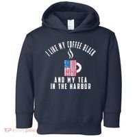 I Like My Coffee Black And My Tea In The Harbor US Flag Cup Toddler Hoodie thumb 0