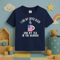 I Like My Coffee Black And My Tea In The Harbor US Flag Cup Toddler T-Shirt thumb 3