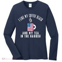 I Like My Coffee Black And My Tea In The Harbor US Flag Cup Women's Long Sleeve Shirt thumb 0