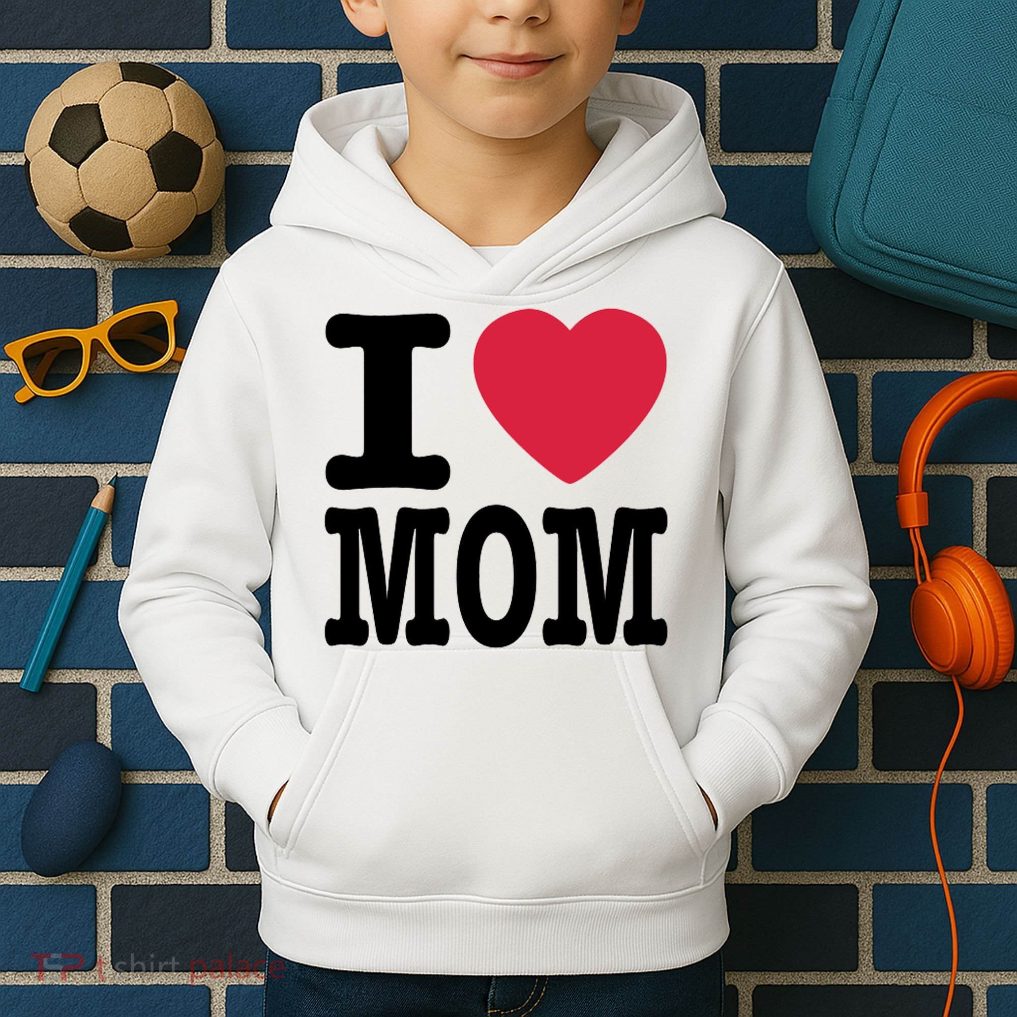 I Love Mom Gift Kids Hoodie