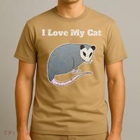 I Love My Cat Funny Opossum Vintage T-Shirt thumb 3