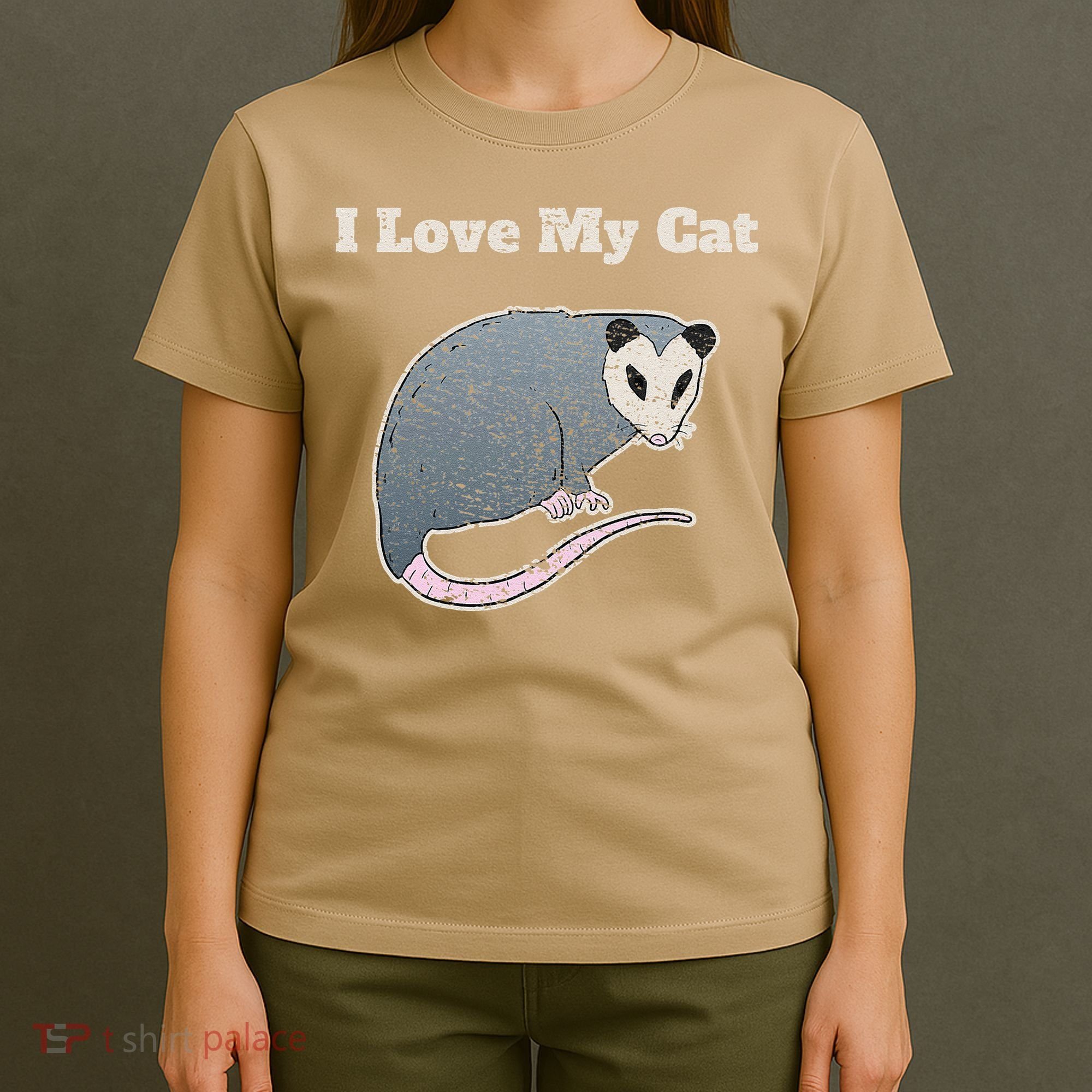I Love My Cat Funny Opossum Vintage T-Shirt