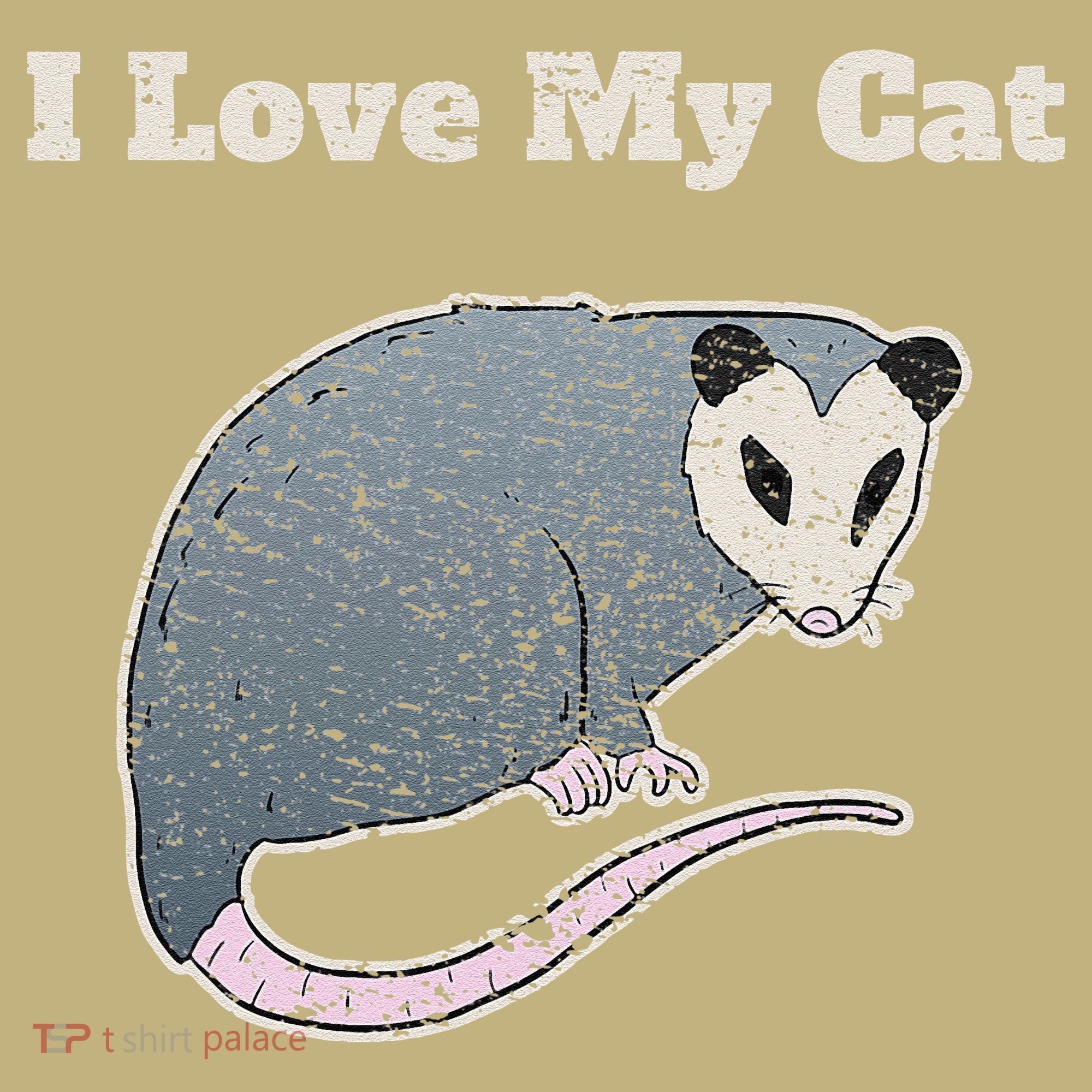 I Love My Cat Funny Opossum Vintage T-Shirt