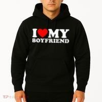 I Love My Boyfriend Classic Fit Black Crew Hoodie thumb 2