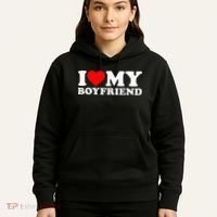 I Love My Boyfriend Classic Fit Black Crew Hoodie thumb 5