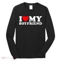 I Love My Boyfriend Classic Fit Black Crew Long Sleeve Shirt thumb 0