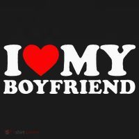 I Love My Boyfriend Classic Fit Black Crew Long Sleeve Shirt thumb 2