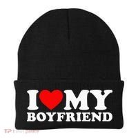 I Love My Boyfriend Classic Fit Black Crew Beanie thumb 0