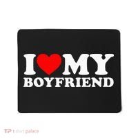 I Love My Boyfriend Classic Fit Black Crew Mousepad thumb 0