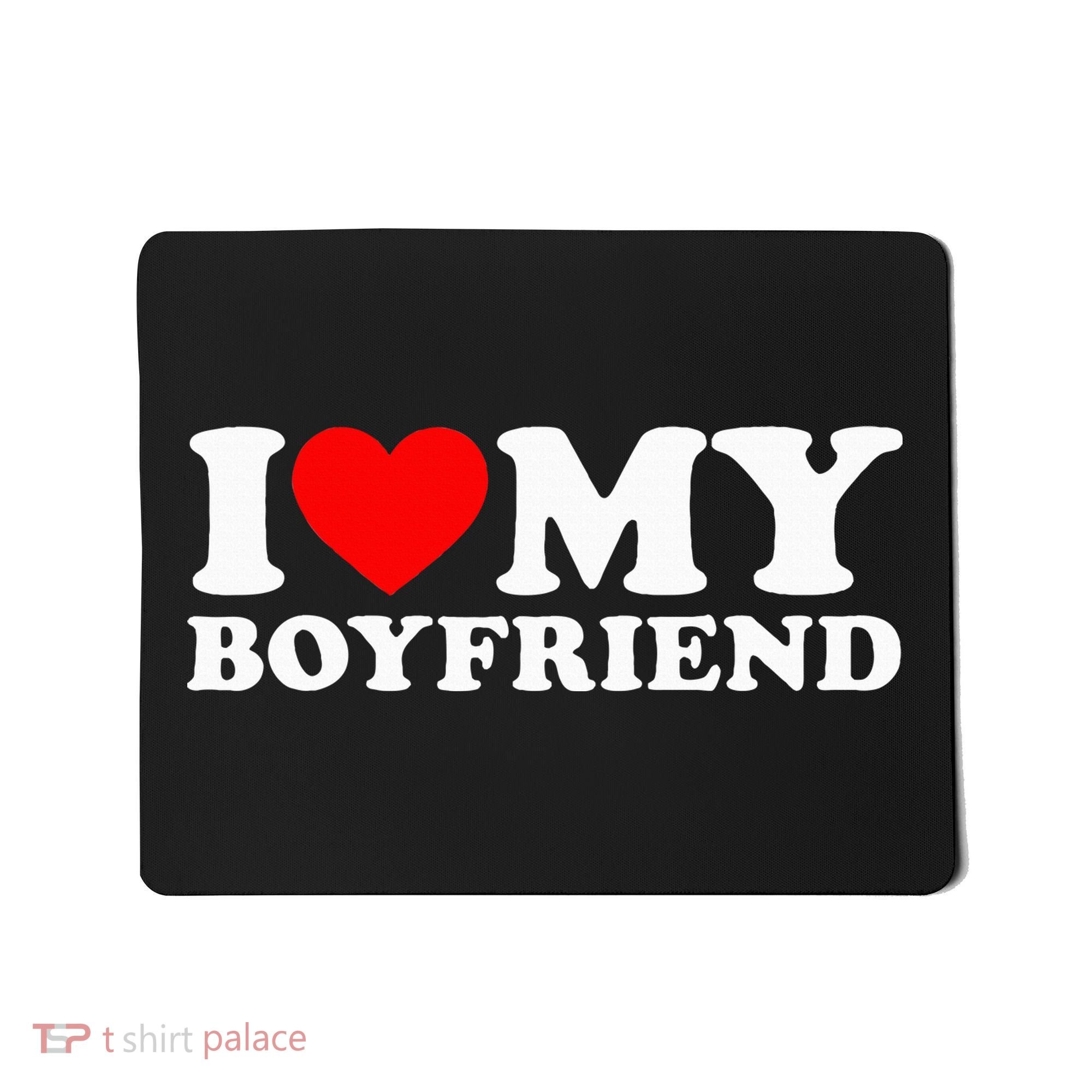 I Love My Boyfriend Classic Fit Black Crew Mousepad