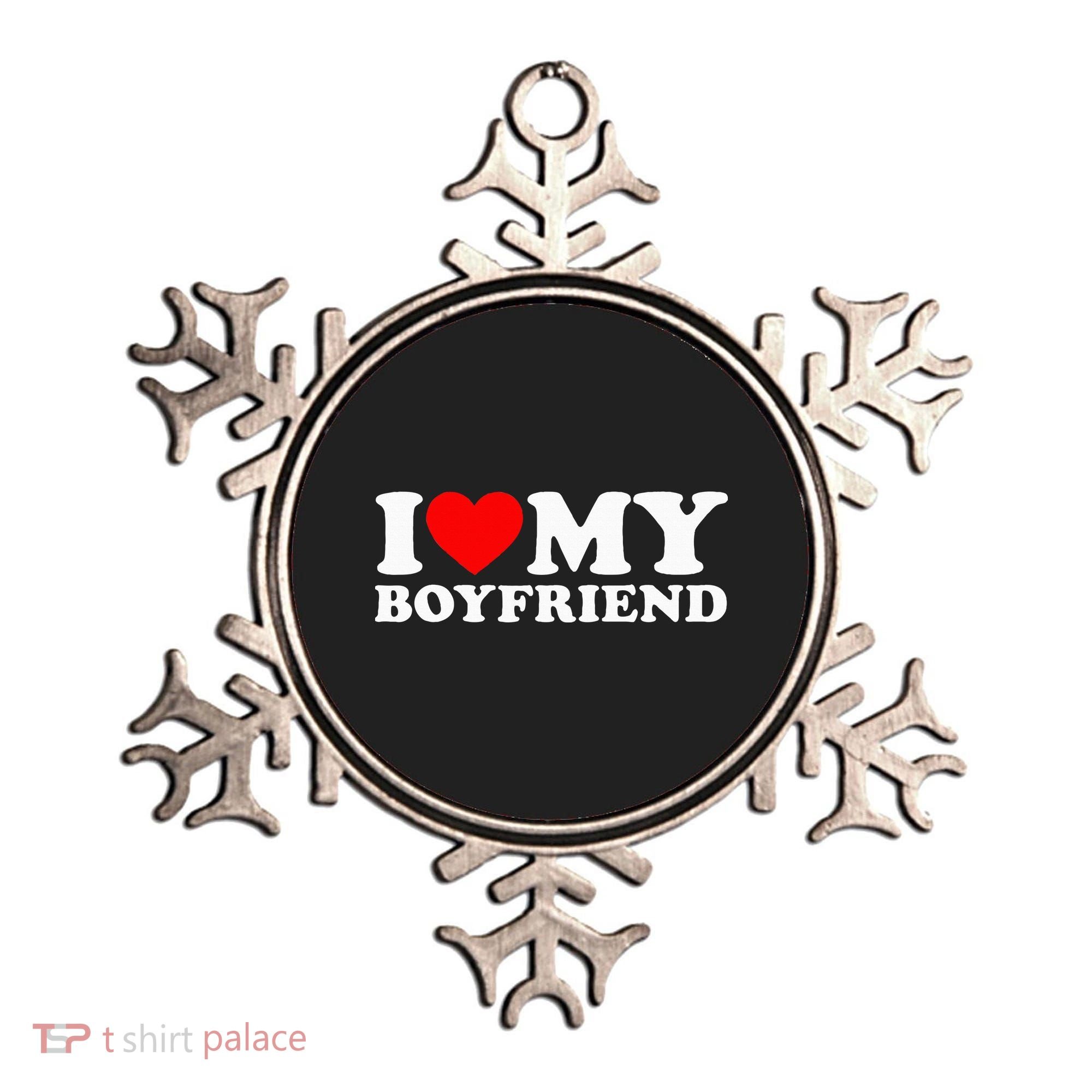 I Love My Boyfriend Classic Fit Black Crew Ornament