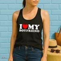 I Love My Boyfriend Classic Fit Black Crew Women's Tank Top thumb 2