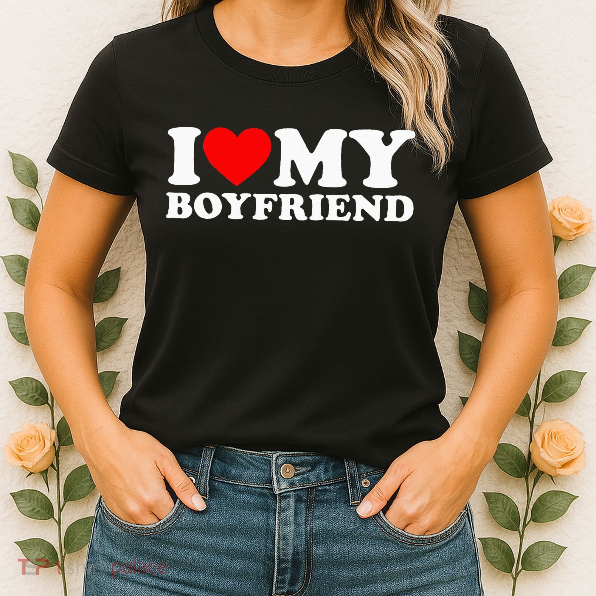 I Love My Boyfriend Classic Fit Black Crew Women's T-Shirt