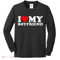I Love My Boyfriend Classic Fit Black Crew Kids Long Sleeve Shirt thumb 0