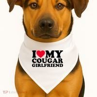 I Love My Cougar Girlfriend GF I Heart My Cougar Girlfriend USA-Made Doggie Bandana thumb 1