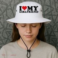 I Love My Girlfriend Gf I Heart My Girlfriend GF White  Bucket Hat thumb 3