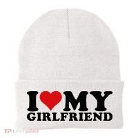 I Love My Girlfriend Gf I Heart My Girlfriend GF White  Beanie thumb 0